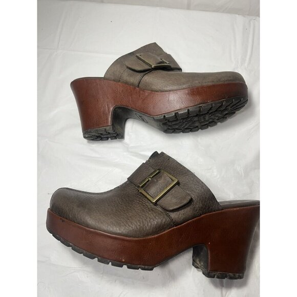 Kork Ease Sagano  Brown Leather Block Heel Clog Mule Shoes Boho - Picture 14 of 16